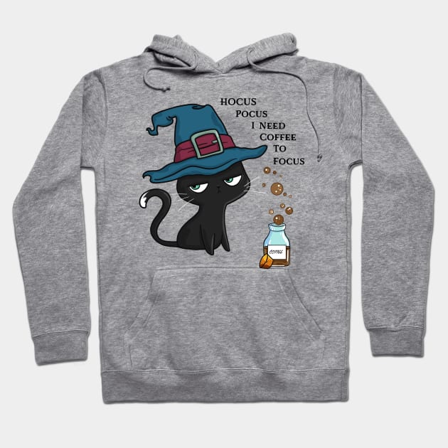 Hocus Pocus I Need Coffee To Focus Hoodie by Bear Cave 